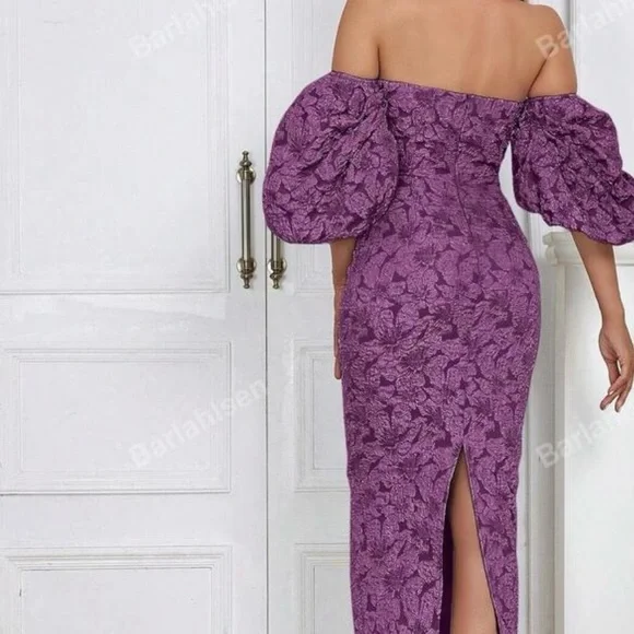 Elegant Purple Off-Shoulder Dress  Size XL - Picture 3 of 6